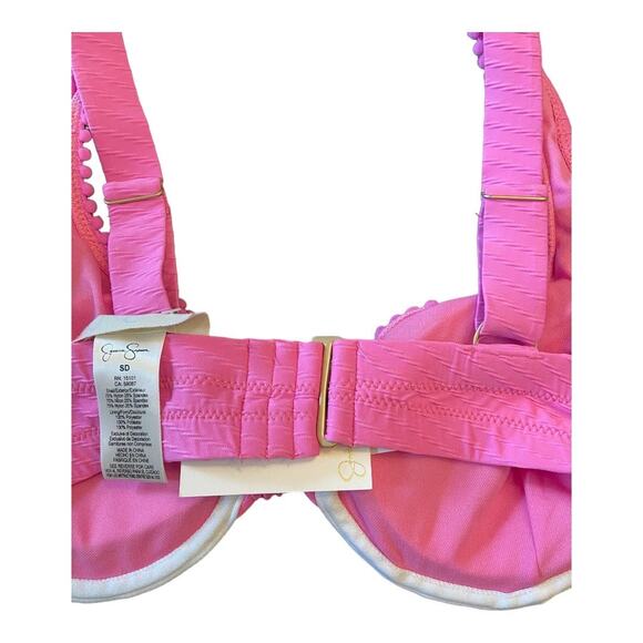 NWT Jessica Simpson Pretty in Pique Tie-Front Bikini Top Pink Size SD - Picture 6 of 8